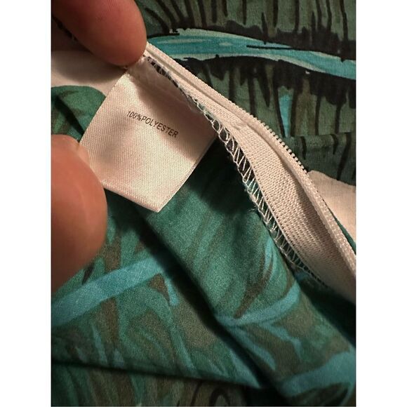 Boohoo Nasty Gal Romper Playsuit Green White 50s Style Palm Leaves Womens Sz L - Picture 8 of 15